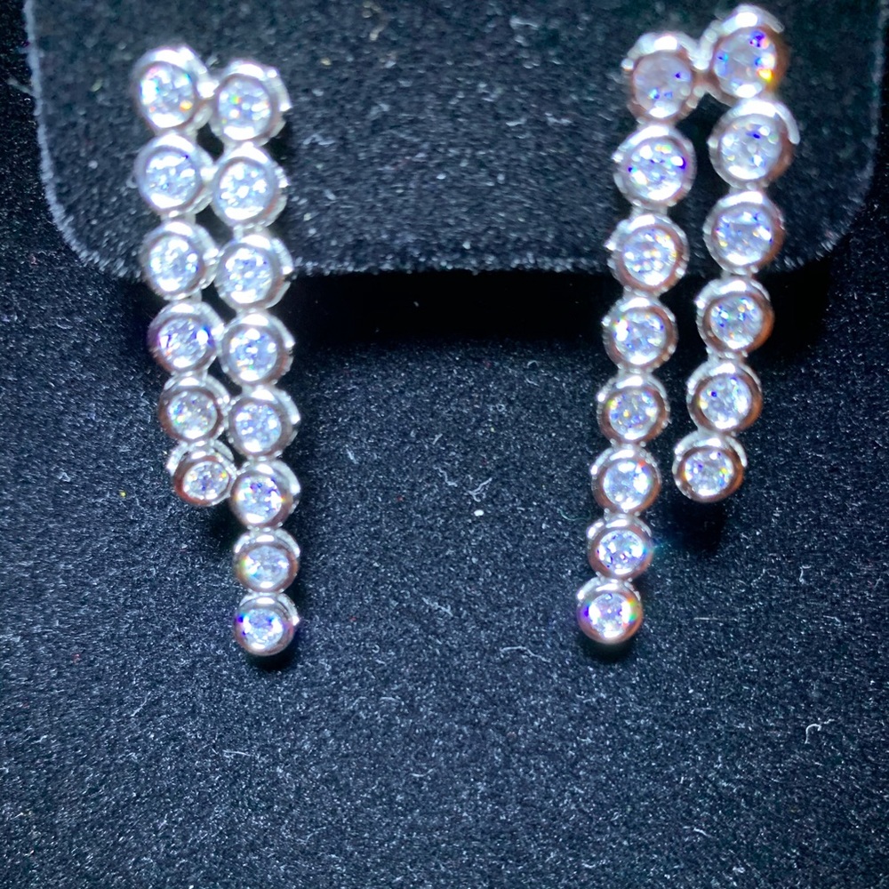 🆕 Platinum & SS Crystal Earrings 💎 Bridal 👰‍♀️